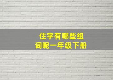 住字有哪些组词呢一年级下册