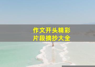 作文开头精彩片段摘抄大全