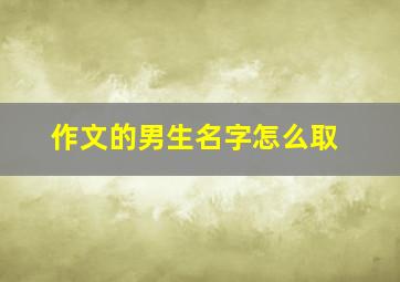 作文的男生名字怎么取