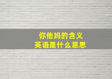 你他妈的含义英语是什么意思