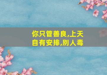 你只管善良,上天自有安排,别人毒