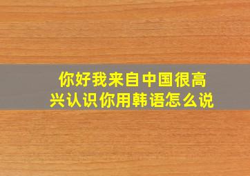 你好我来自中国很高兴认识你用韩语怎么说