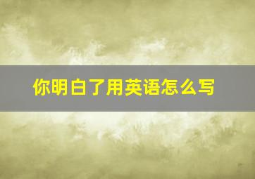 你明白了用英语怎么写