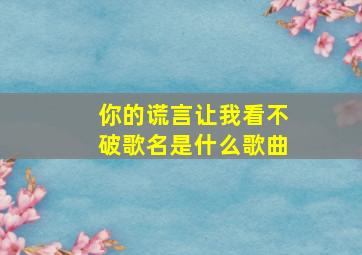 你的谎言让我看不破歌名是什么歌曲