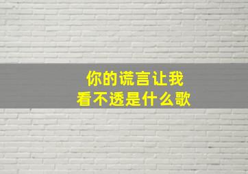 你的谎言让我看不透是什么歌