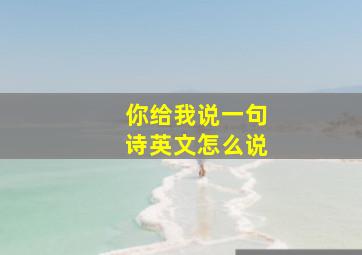 你给我说一句诗英文怎么说