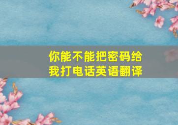 你能不能把密码给我打电话英语翻译