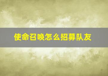 使命召唤怎么招募队友