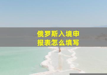 俄罗斯入境申报表怎么填写