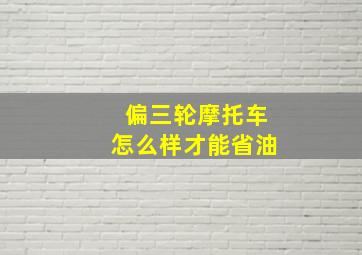 偏三轮摩托车怎么样才能省油