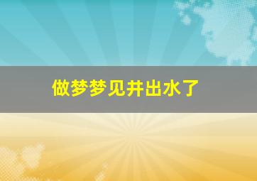 做梦梦见井出水了