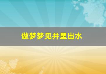 做梦梦见井里出水