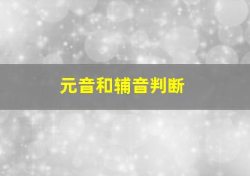 元音和辅音判断