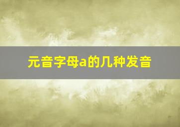 元音字母a的几种发音