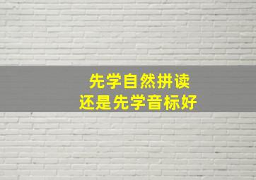 先学自然拼读还是先学音标好