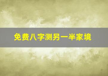 免费八字测另一半家境