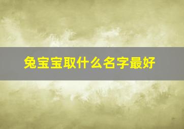 兔宝宝取什么名字最好