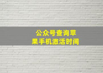 公众号查询苹果手机激活时间