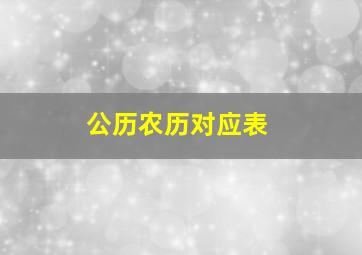 公历农历对应表