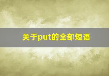 关于put的全部短语