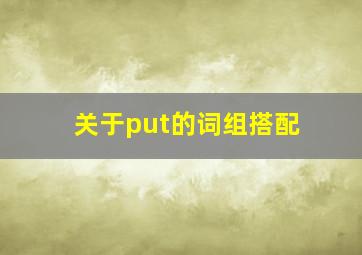 关于put的词组搭配