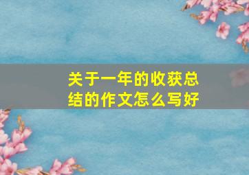 关于一年的收获总结的作文怎么写好