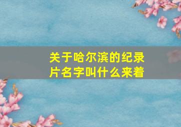 关于哈尔滨的纪录片名字叫什么来着