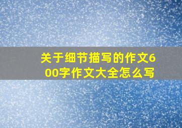 关于细节描写的作文600字作文大全怎么写