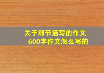 关于细节描写的作文600字作文怎么写的