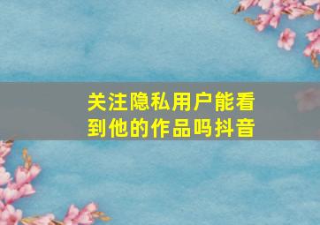 关注隐私用户能看到他的作品吗抖音