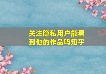 关注隐私用户能看到他的作品吗知乎