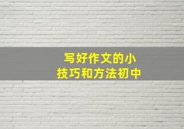 写好作文的小技巧和方法初中