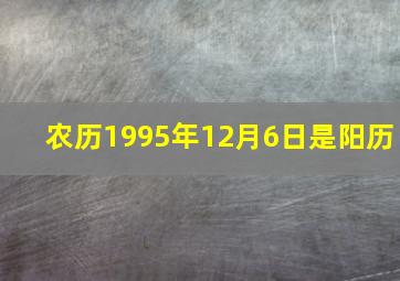 农历1995年12月6日是阳历