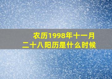 农历1998年十一月二十八阳历是什么时候