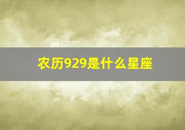 农历929是什么星座