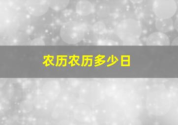 农历农历多少日