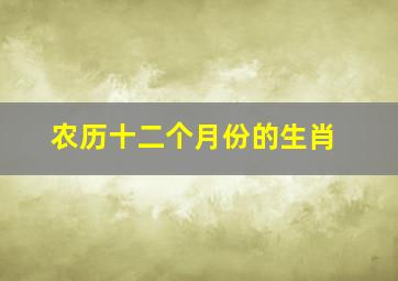 农历十二个月份的生肖