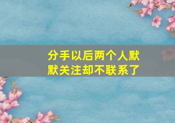 分手以后两个人默默关注却不联系了