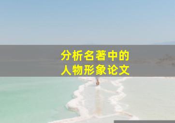 分析名著中的人物形象论文