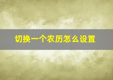 切换一个农历怎么设置