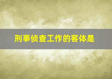 刑事侦查工作的客体是