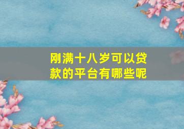 刚满十八岁可以贷款的平台有哪些呢