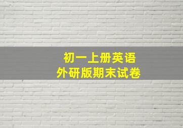 初一上册英语外研版期末试卷