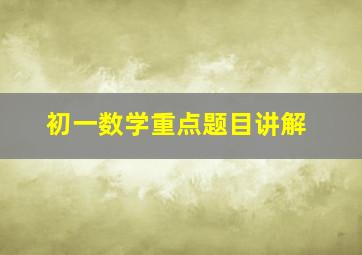 初一数学重点题目讲解