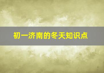 初一济南的冬天知识点