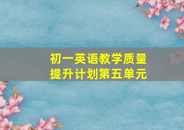 初一英语教学质量提升计划第五单元