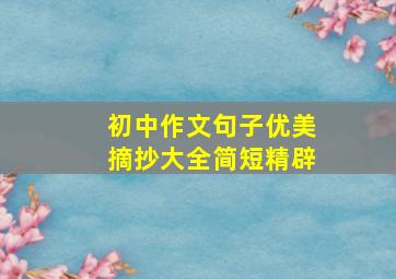 初中作文句子优美摘抄大全简短精辟