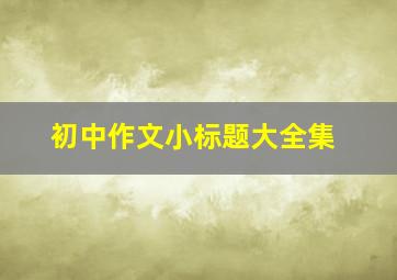 初中作文小标题大全集