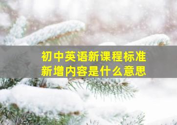 初中英语新课程标准新增内容是什么意思