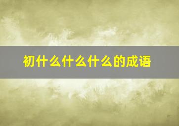 初什么什么什么的成语